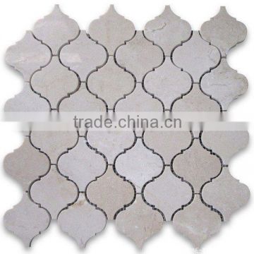 Beige marble lantern shaped mosaic tiles