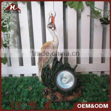 resin garden heron with solar spot light for decor