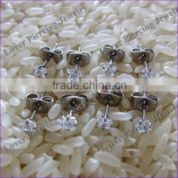 Wholesale Square Top Design High Polish Stainless Steel Ear Piercing Ring [ES-724C]