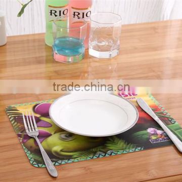 Custom design PP Plastic 3D Lenticular table mat 3D Placemats