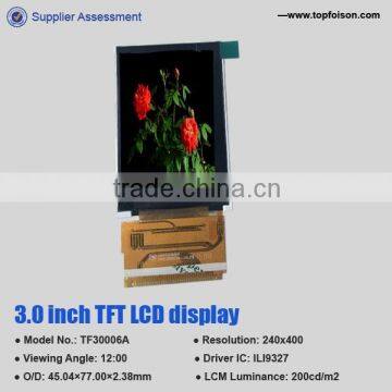 3.0inch tft lcd transparent tft lcd with driver IC ILI9327 for digital product 3.0tft