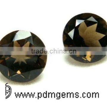 Smoky Quartz Round Cut Faceted Pair For Platinum Earrings From Wholesaler