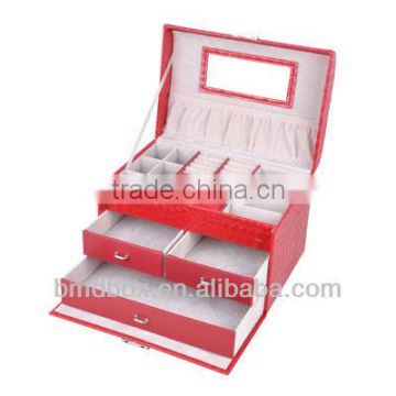 luxury red faux leather jewelry set box