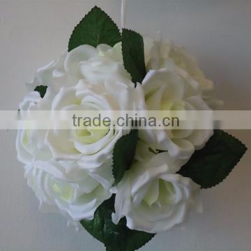 wedding kissing ball Silk Flower Ball with 18 flower heads pure white rose ball