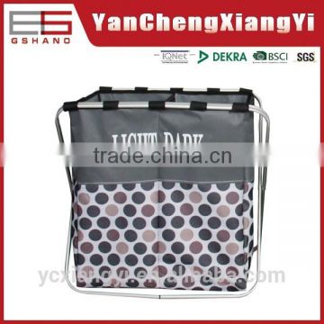 600D polyester with aluminum Stand wholesaler Printed fabric Cheap folding laundry basket for hotel