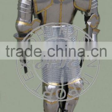 Decorative Medieval Armour Suit with Chainmail, Medieval Full Body Armor, Knight Armour Suit