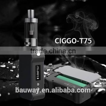 2017 trending items smoke stick kit box mod CigGo T75 18650 with temperature control vape starter kit smoker favorite
