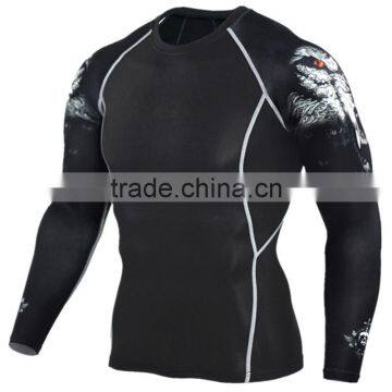 High quality fitness mens Gym sports muscle bodybuilding skin tight T-shirt