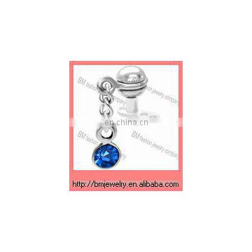 Elegant fashion blue diamond micro dermal anchor body piercing jewelry