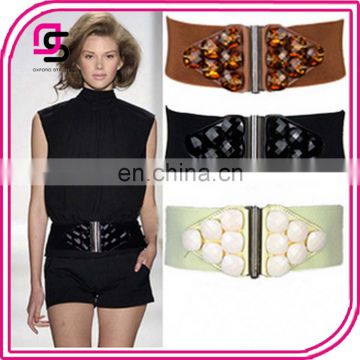 promotional fashion trendy women cloth accessories elastic belt strap extra wide corset belt with stones