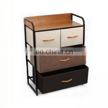 Customized 5L-604 Fabric Printed Chest Vertical Dresser Storage Tower Dressers 6 Drawers with Wooden Pull
