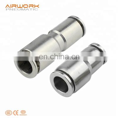 PG airwork pneumatic 10mm tube air hose straight reducing brass fitting types with nickel plating