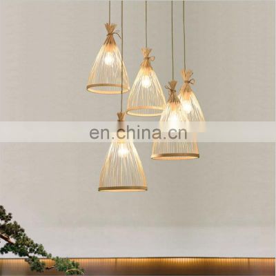 Simple LED Hanging Lights Bamboo Chandelier Chinese Simple Modern Hanging Lights Restaurant Hot Pot Hotel Tea Room Lamp
