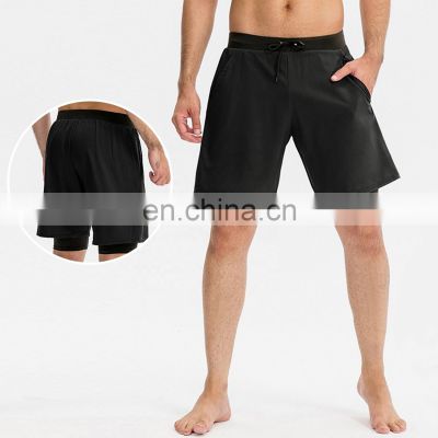 2 In 1 Piece Jogger Mens Gym Pockets Shorts Custom Logo Waist Drawstring Athletic Pants