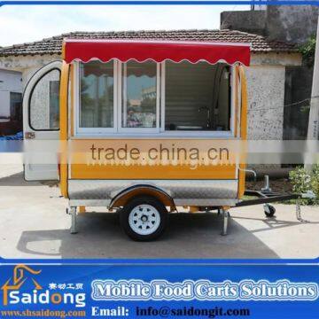 Commercial good quality mobile fast food cart/towable food trailer with big wheels for sale