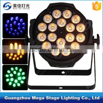 China dmx 512 indoor 18pcs rgbwa 5in1 cob led par 64 rgb dmx stage lighting