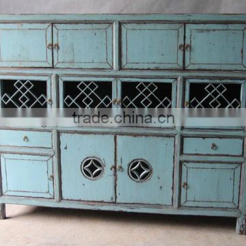 Chinese antique reproduction blue kitchen cabinet