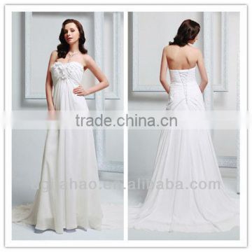 Empire Sweep Train Ruched White 2013 Wedding Dresses