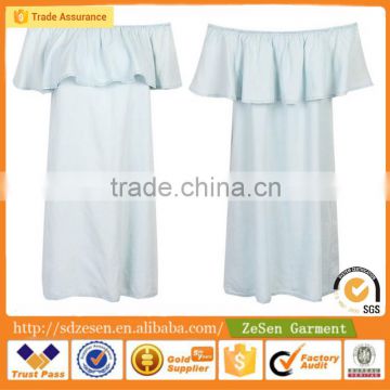 Wholesale China Blue Denim Cotton Off Shoulder TaoBao Dress For Women