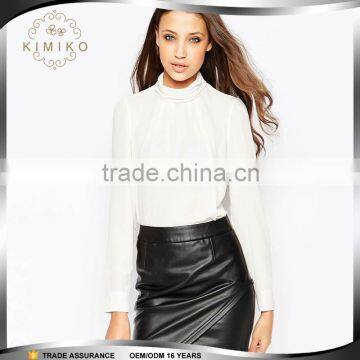 Wholesale Long Sleeve White Ruffled Blouse for Ladies