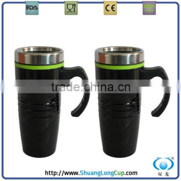 Stainless steel double wall travel mug for car,stackable coffee mugs with rack
