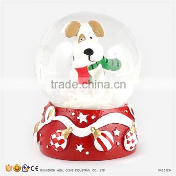 New Products 2016 Christmas Snow Globe Resin Dog Statues for Sale
