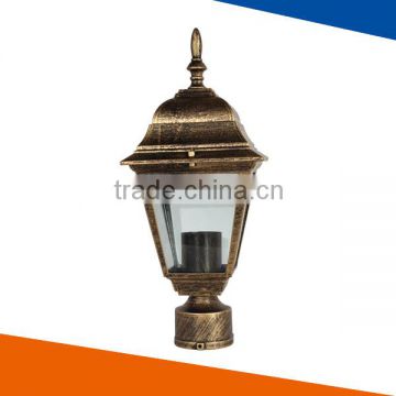 engergy saving classic black bronze outdoor pillar light, IP44, glass and die cast aluminium, 100W, E27, 12v 220v