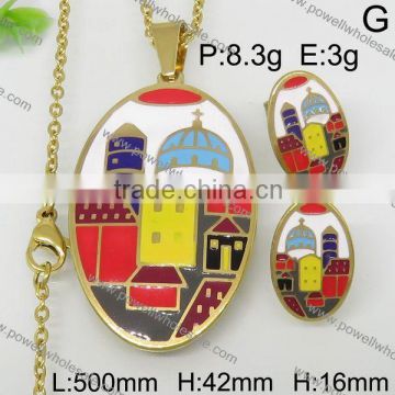Hot sales products with houses and churches images gold plated jewelry in Honduras