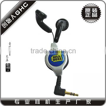 3.5mm jack expoxy logo retractable earphone