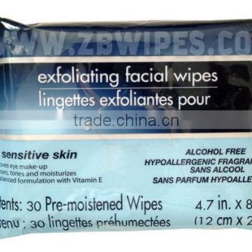 30CT Exfoliating Facial Wipes for Sensitive Skin