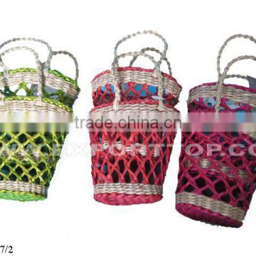 High quality set of 3 sea grass handle bags