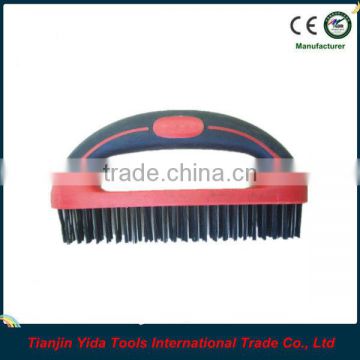 two-color soft grip wire brush round handle