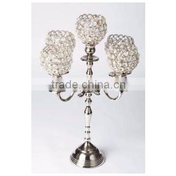 silver plated crystal ball candelabra for wedding