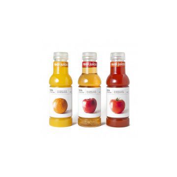 Plastic Adhesive Labels in Creative Classified Fruits Juice Bottles