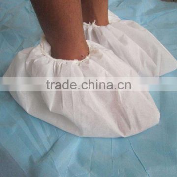 Disposable white PP non-woven anti-dust/oil proof boot cover with elastic