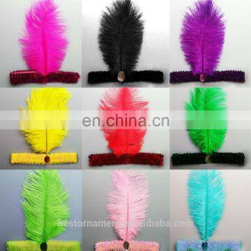 Sequin Ostrich Feather Flapper Headpiece headband For Dance Party