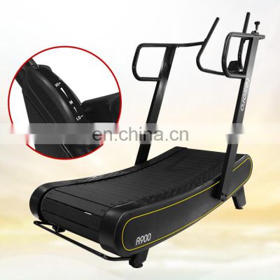 commercial gym fitness equipment manual treadmill non-motorized self generating curved running machine for sale
