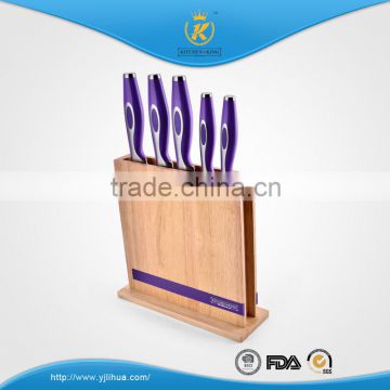 KITCHEN KING high quality stainless steel knife set with forged handle wooden block