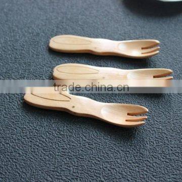 Cartoon Girl Children wooden spoon with fork