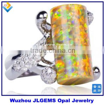 Wholesale 925 Sterling Silver Rings Whit Fire Golden Olive OPal Charm Fancy And Beautiful