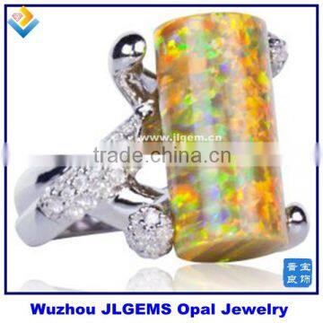 Wholesale 925 Sterling Silver Rings Whit Fire Golden Olive OPal Charm Fancy And Beautiful