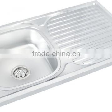 900*535cm singel bowl mat finish with rubber pad stainless steel sink