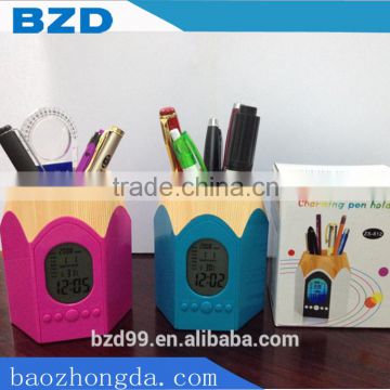 Multi-functional Calendar Pencil Pen Holder Digital Clock /Brush Pot Table Clock/ Gift Set Wholesale OEM/ODM Manufacturer