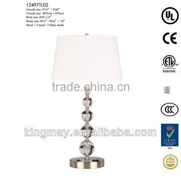 Extra switchable and outlet socket for new age style room crystal table lamp