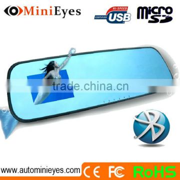 Car rearview 4.3 inch Mirror Blue Screen Tooth DVR and bluetooth handsfree car kit mirror wd0608
