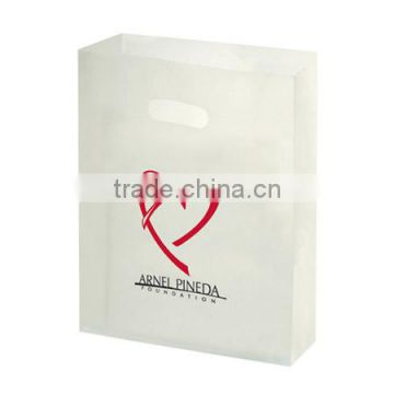 8" x 15" x 4" Frosted Die Cut Plastic Tote Bags