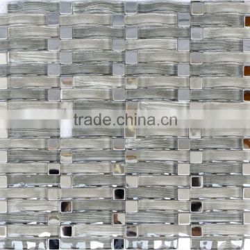 Foshan Mosaic Wall Tile Wave Crystal Glass Mosaic Tile for Interior BS012