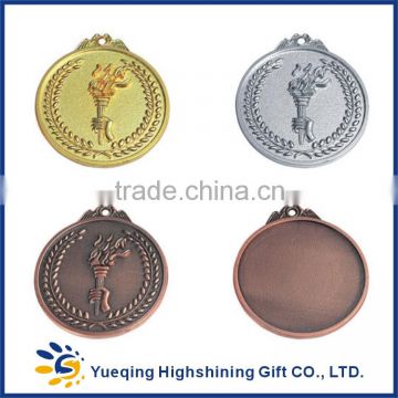 54# Good style gold silver bronze plated zinc alloy sports award souvenir factory price round metal olympic torch medal