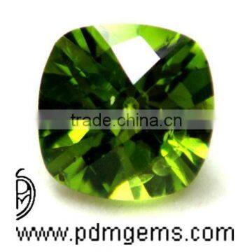 Peridot Cushion Checkerboard Briolette For Gold Rings From Wholesaler