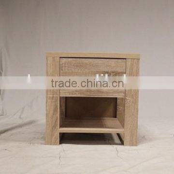 Wooden particle board bedside table with 1 drawer